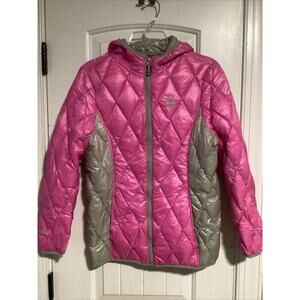 Gerry Puffer Jacket Girls Large 14-16 Fillpower 650 Down‎ Pink Gray Packable